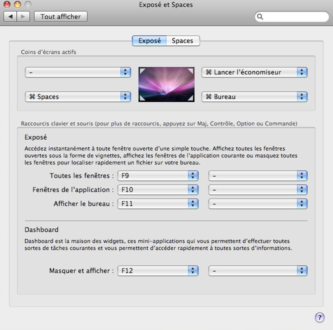 Configuration de mon Mac - Exposé