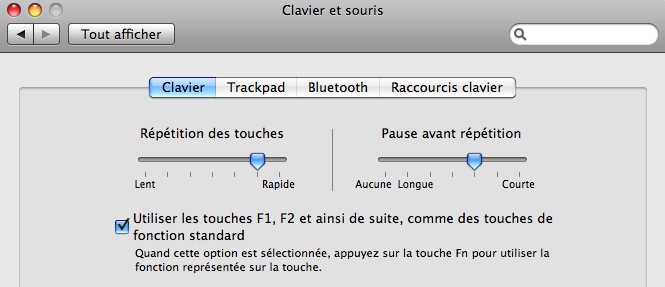 Configuration de mon Mac - Touche Fn